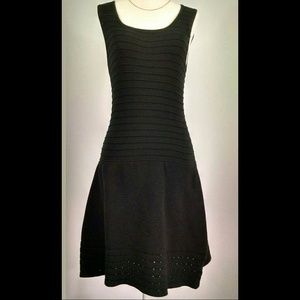 Blue Rain Medium Black Bandage Ribbed Dress